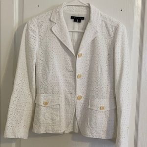 Theory white eyelet blazer